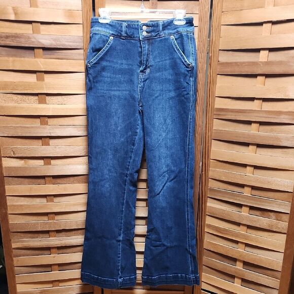 Rock & Roll Denim Blue Flare Wide Leg Jeans Pants Women 27 Waist  32 Inseam - Picture 1 of 13